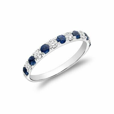 Pavé Blue Sapphire &amp; Diamond Ring White Gold