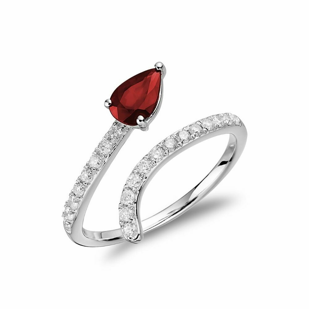 Snake Ruby &amp; Diamond Ring White Gold