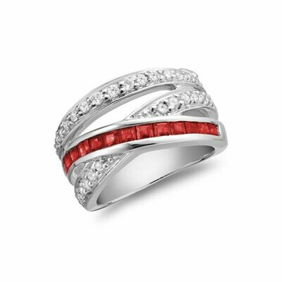 Bypass Wide Ruby & Diamond Ring White Gold Bypass Wide Ruby & Diamond Ring White Gold