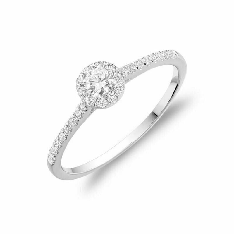 Round Diamond Halo Engagement Ring White Gold Round Diamond Halo Engagement Ring White Gold