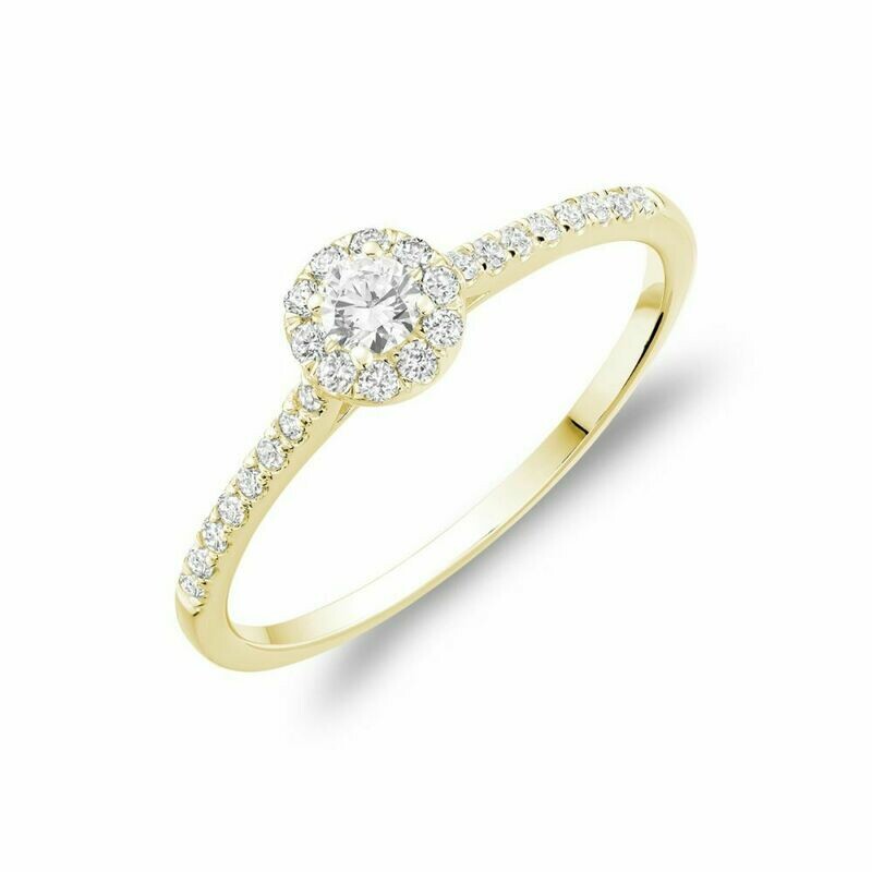 Round Diamond Halo Engagement Ring Yellow Gold Round Diamond Halo Engagement Ring Yellow Gold