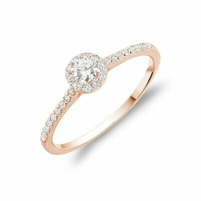 Round Diamond Halo Engagement Ring Rose Gold