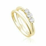 Three Stone Diamond Engagement Ring Set 10KT Yellow Gold 0.35CTDI