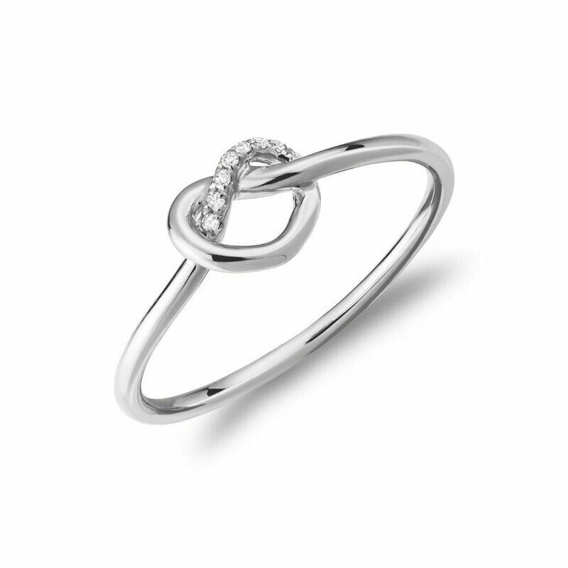 Diamond Love Knot Ring 10KT White Gold 0.02CTDI