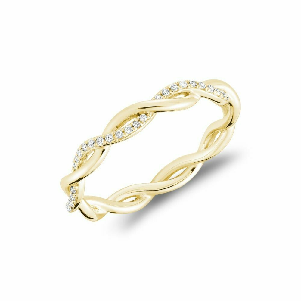 Twisted Diamond Band 10KT Yellow Gold 0.10CTDI