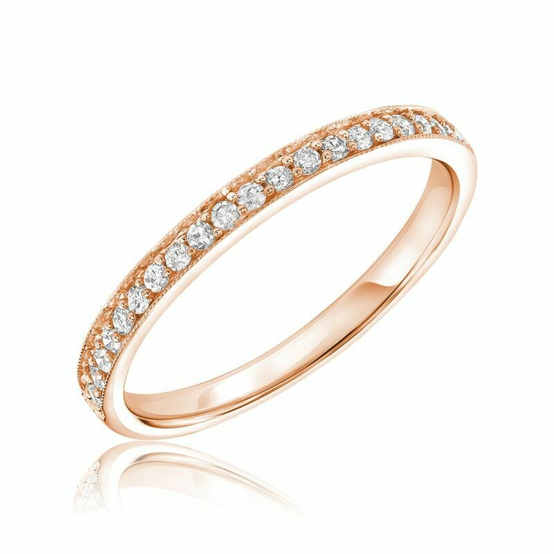 Diamond Pavé Milgrain Band 10KT Rose Gold 0.16CTDI