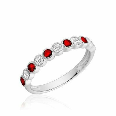 Semi Eternity Ruby & Diamond Band White Gold Semi Eternity Ruby & Diamond Band White Gold