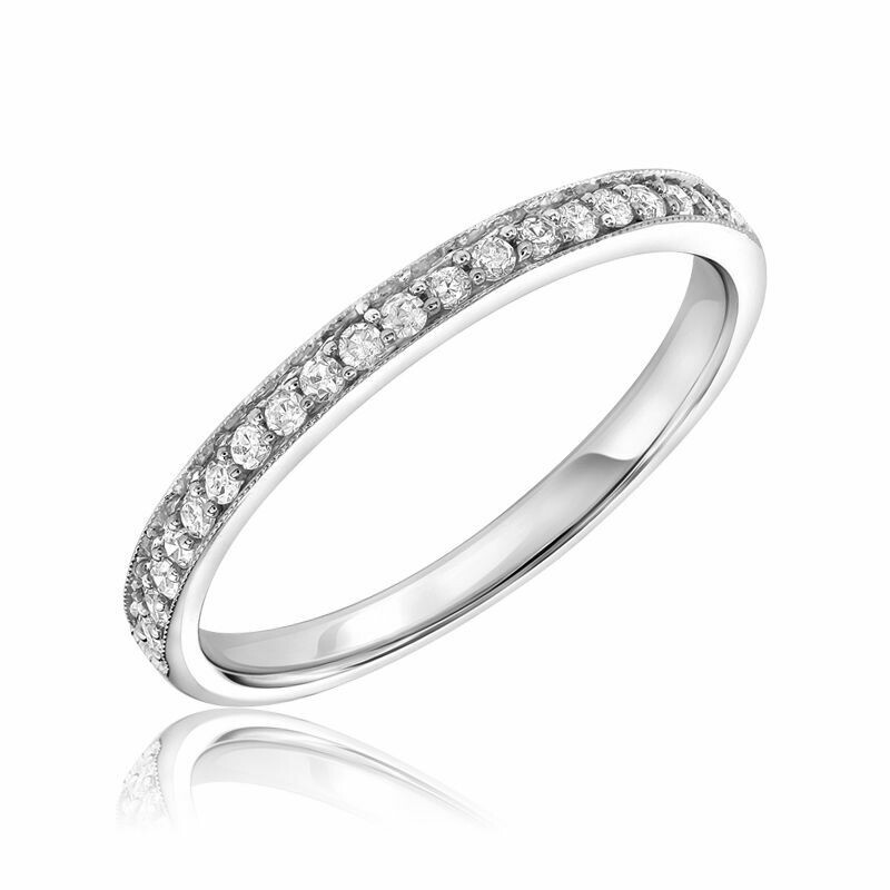 Diamond Pavé Milgrain Band 10KT White Gold 0.16CTDI