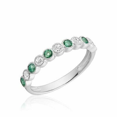 Semi Eternity Emerald & Diamond Band White Gold Semi Eternity Emerald & Diamond Band White Gold