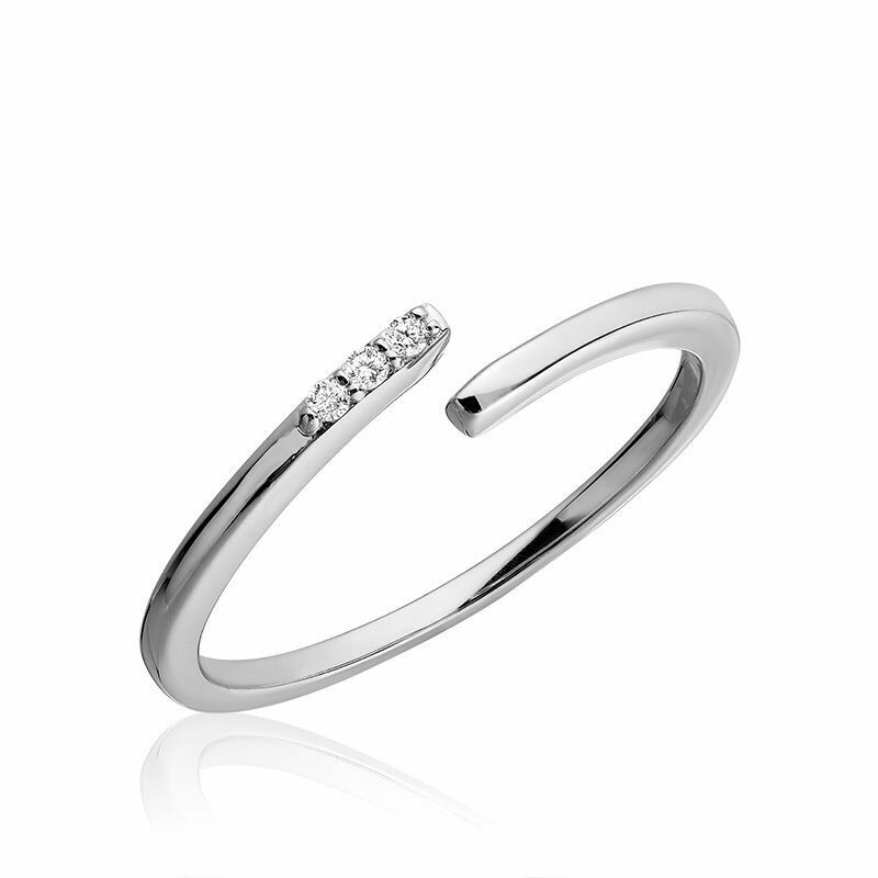Three Stone Bypass Diamond Ring 10KT White Gold 0.03CTDI
