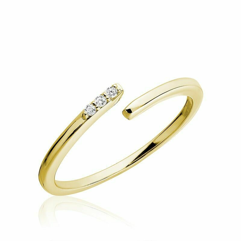 Three Stone Bypass Diamond Ring 10KT Yellow Gold 0.03CTDI