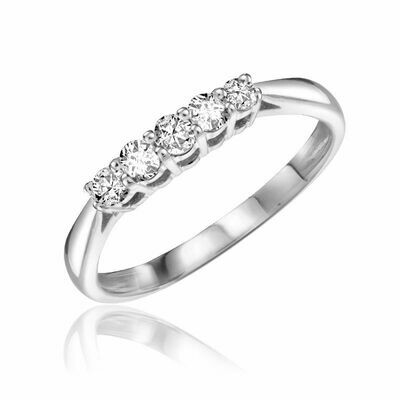 Five Stone Solitaire Diamond Ring White Gold