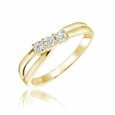 Three Stone Solitaire Fashion Ring Yellow Gold Three Stone Solitaire Fashion Ring Yellow Gold