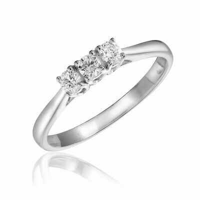 Three Stone Diamond Ring 10KT White Gold 0.17CTDI