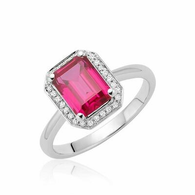 Created Ruby & Diamond Emerald Cut Ring Created Ruby & Diamond Emerald Cut Ring
