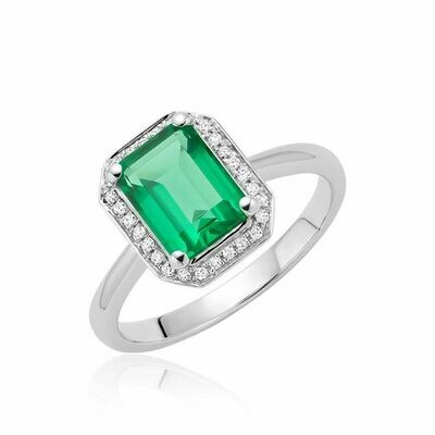 Created Emerald & Diamond Emerald Cut Ring Created Emerald & Diamond Emerald Cut Ring