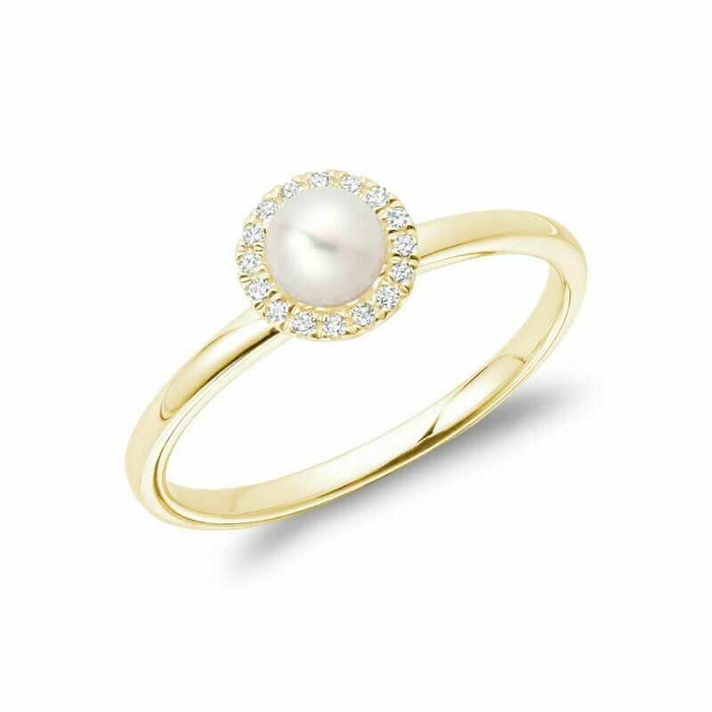 Freshwater Pearl & Diamond Ring 5MM Yellow Gold Freshwater Pearl & Diamond Ring 5MM Yellow Gold