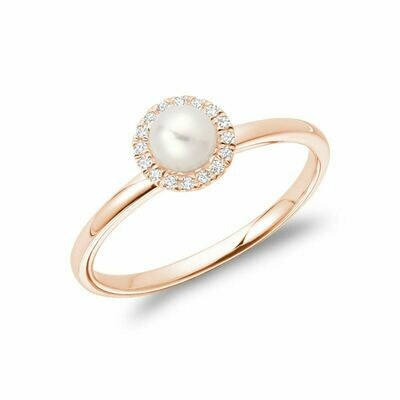 Freshwater Pearl & Diamond Ring 5MM Rose Gold Freshwater Pearl & Diamond Ring 5MM Rose Gold