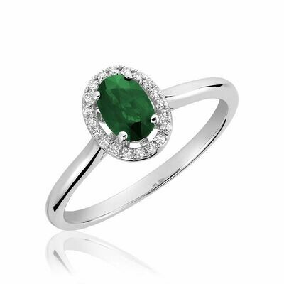 Oval Emerald & Diamond Halo Ring Oval Emerald & Diamond Halo Ring