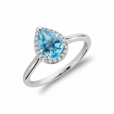 Blue Topaz & Diamond Pear Shape Ring Blue Topaz & Diamond Pear Shape Ring