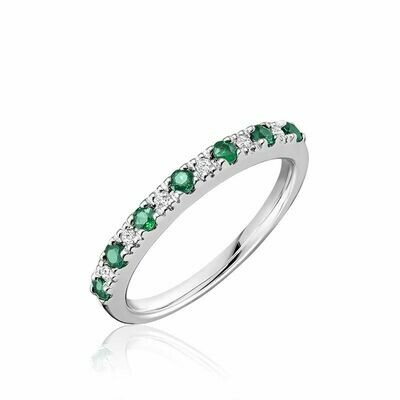 Pave Semi Eternity Emerald & Diamond Ring Pave Semi Eternity Emerald & Diamond Ring
