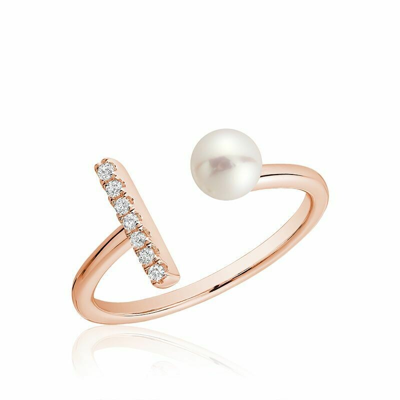 Open Pearl Ring with Diamonds Rose Gold Open Pearl Ring with Diamonds Rose Gold