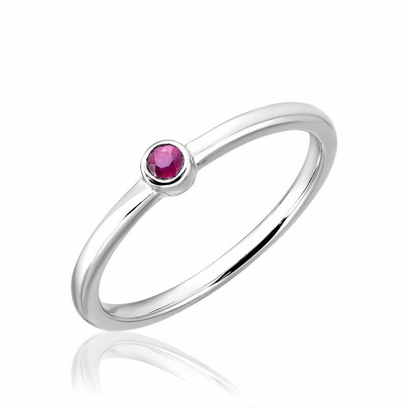 Ruby Stackable Ring White Gold