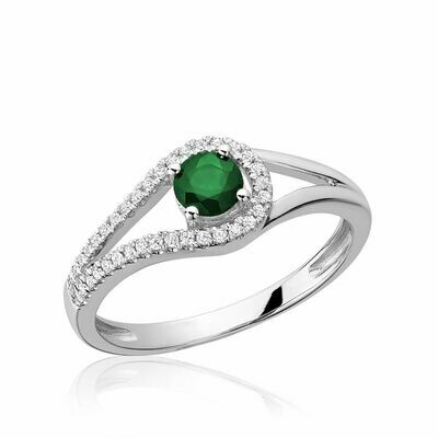 Split Shank Emerald & Diamond Ring White Gold Split Shank Emerald & Diamond Ring White Gold