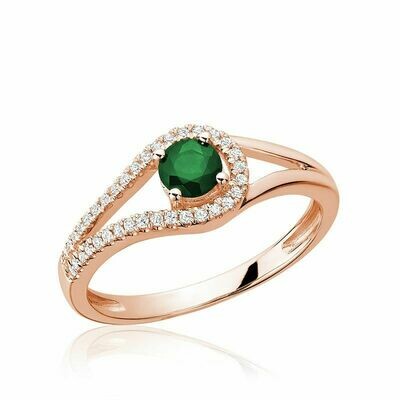 Split Shank Emerald & Diamond Ring Rose Gold Split Shank Emerald & Diamond Ring Rose Gold