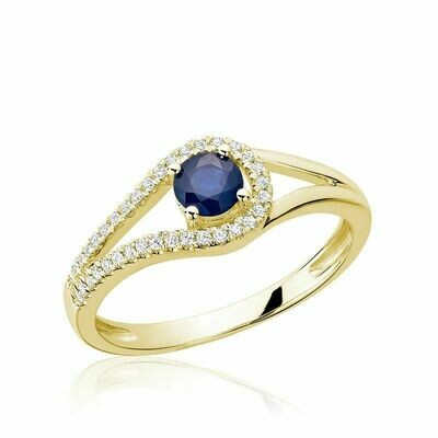 Split Shank Blue Sapphire & Diamond Ring Yellow Gold Split Shank Blue Sapphire & Diamond Ring Yellow Gold