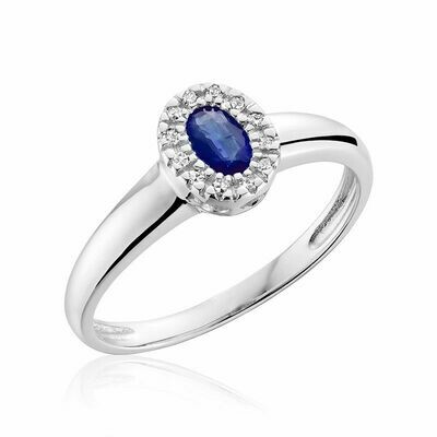 Oval Blue Sapphire & Diamond Halo Ring White Gold Oval Blue Sapphire & Diamond Halo Ring White Gold