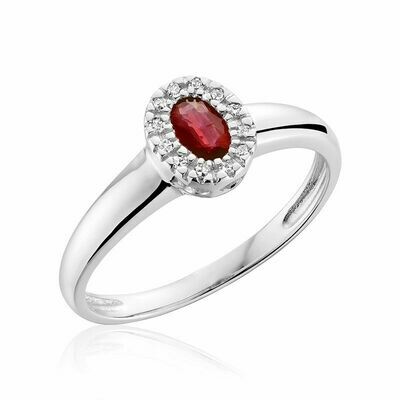 Oval Ruby & Diamond Halo Ring White Gold Oval Ruby & Diamond Halo Ring White Gold