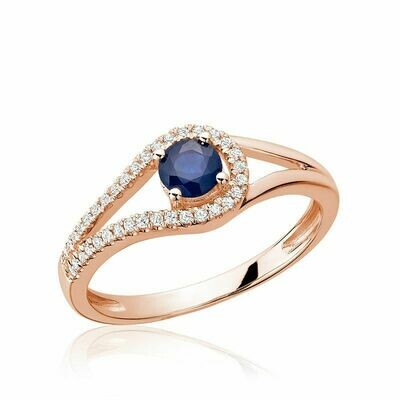 Split Shank Blue Sapphire & Diamond Ring Rose Gold Split Shank Blue Sapphire & Diamond Ring Rose Gold
