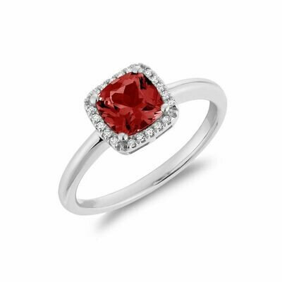 Cushion Cut Ruby & Diamond Halo Ring White Gold Cushion Cut Ruby & Diamond Halo Ring White Gold