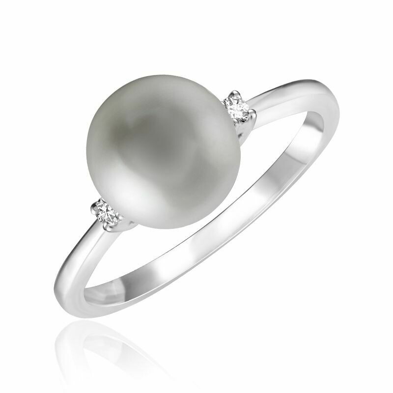 Grey Pearl & Diamond Ring White Gold Grey Pearl & Diamond Ring White Gold