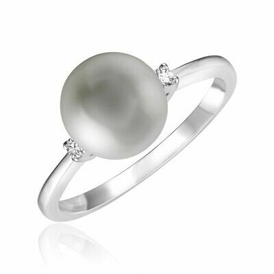 Grey Pearl & Diamond Ring White Gold Grey Pearl & Diamond Ring White Gold