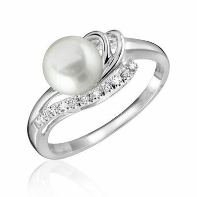 Cultured Freshwater Pearl & Diamond Ring White Gold Cultured Freshwater Pearl & Diamond Ring White Gold