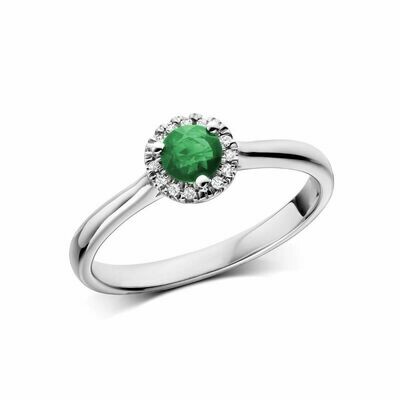 Emerald & Diamond Halo Ring White Gold Emerald & Diamond Halo Ring White Gold