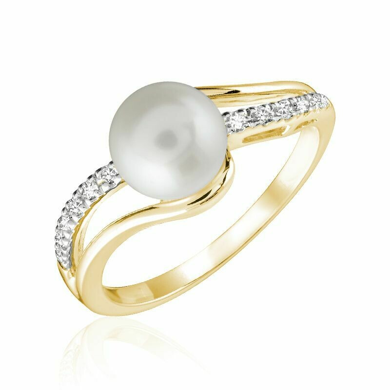 Pearl and deals diamond gold ring