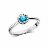 Blue Topaz &amp; Diamond Halo Ring White Gold