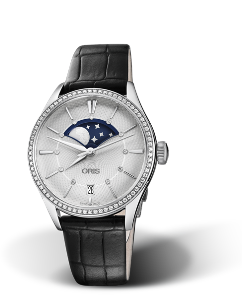 Oris Artelier Grande Lune, Date Diamonds Silver Dial 36MM Automatic