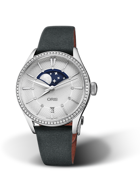 Oris Artelier Grande Lune, Date Diamonds Silver Dial 36MM Automatic
