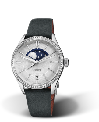 Oris Artelier Grande Lune, Date Diamonds Silver Dial 36MM Automatic