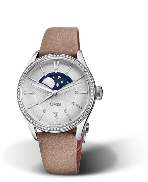 Oris Artelier Grande Lune, Date Diamonds Silver Dial 36MM Automatic