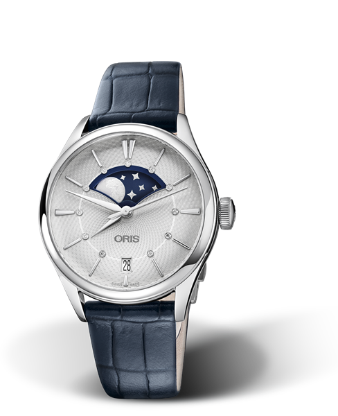 Oris Artelier Grande Lune, Date Diamonds Silver Dial 36MM Automatic