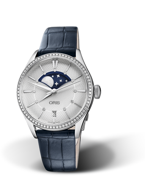 Oris Artelier Grande Lune, Date Diamonds Silver Dial 36MM Automatic