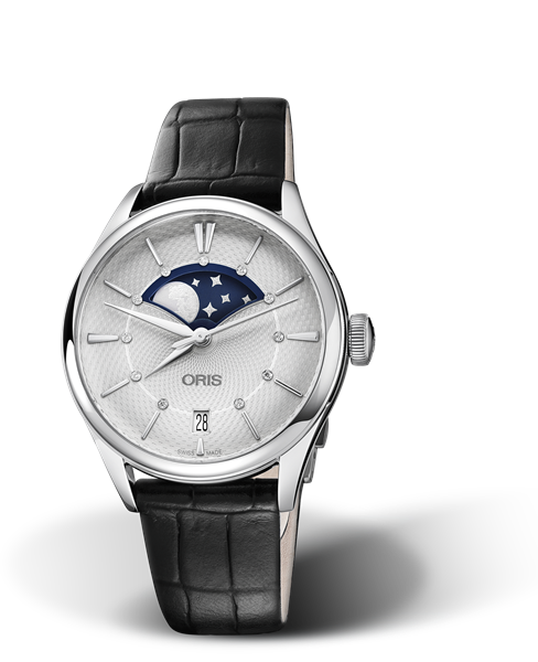 Oris Artelier Grande Lune, Date Diamonds Silver Dial 36MM Automatic