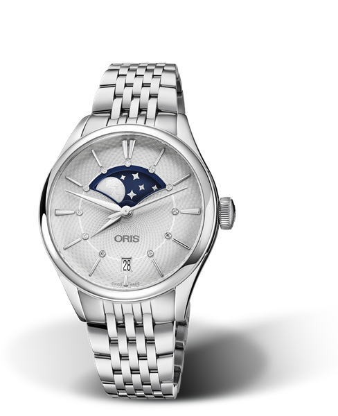 Oris Artelier Grande Lune, Date Diamonds Silver Dial 36MM Automatic