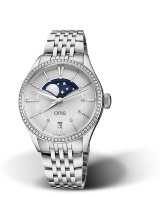 Oris Artelier Grande Lune, Date Diamonds Silver Dial 36MM Automatic