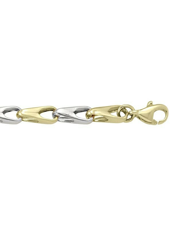 White &amp; Yellow Gold Two Tone Hollow Fancy Round Link 18KT